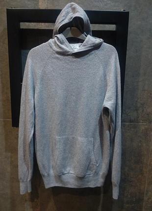 Кашемировый шелковый серый свитер джемпер кофта с капюшоном royal class 44 46 s