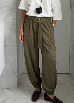 Штани balloon з ефектом замші від zara, розмір s