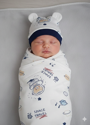 Кокон на новонародженого, спальник +шапочка