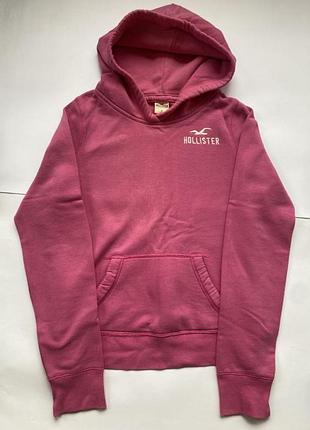 Женский свитшот батник с капюшоном hollister розового цвета размер s
