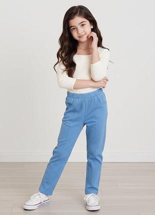 Блакитні бавовняні повсякденні штани для дівчаток 122 (6-7 років)