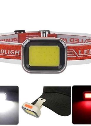 Ліхтар налобний 4500-6500k акб cy-2027-b-cob (whitered), li-ion, зп type-c тм китай