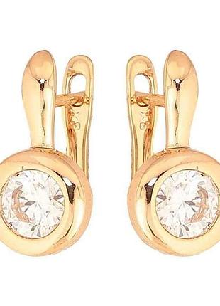 Сережки англійська застібка позолота 18k кристали арт.307124 тм xuping