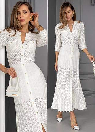 Меди платье вязаное приталенное 100% хлопок с пуговицами
