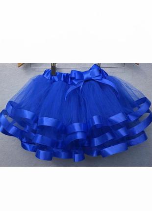 Спідниця дитяча пишна синя з воланами