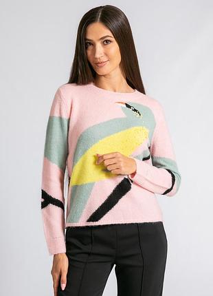 Рожевий светр з яскравим принтом marc cain