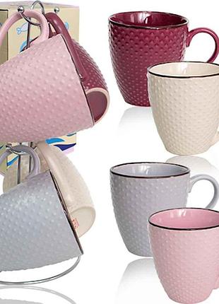 Набор 4 чашки на стойке dots 350мл 021-04-10 тм snt