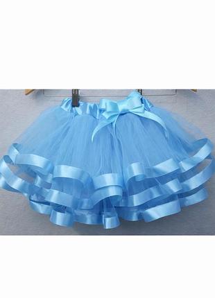 Спідниця дитяча фатінова блакитна пишна з воланами
