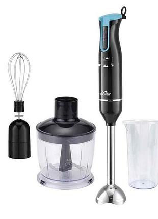 Блендер измельчитель 700вт 500мл 2 3в1, нога нерж.сталь, миксер, измельчитель, mt-1905т черный, бирюзатм monte