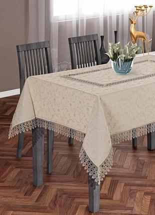 Tropik home fringed agk 242.скатертина 160x200 polyester masa jakard pano