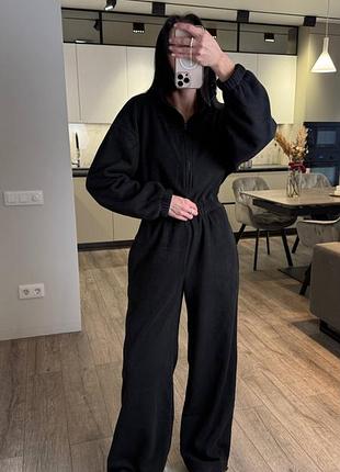 Тепленький женский брючный флисовый комбинезон