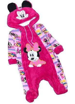 Комбінезон (ромпер) з капюшоном “мінні”, трьохнитка з начосом тм "ліо"