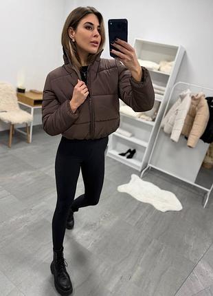 Куртка жіноча вкорочена тепла дута утеплена плащівка зима весна