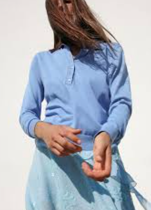 Трикотажний лонгслів поло блакитного кольору zara