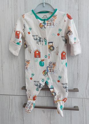 Человечек слип next длинный рукав для новорожденного мальчика весом до 3.4кг рост 50см