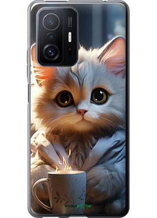 Чохол на xiaomi 11t білий кіт "5646u-2487-7673"