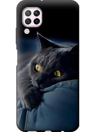 Чехол tpu на телефон huawei nova 6se дымчатый кот "825b-1823-58250"