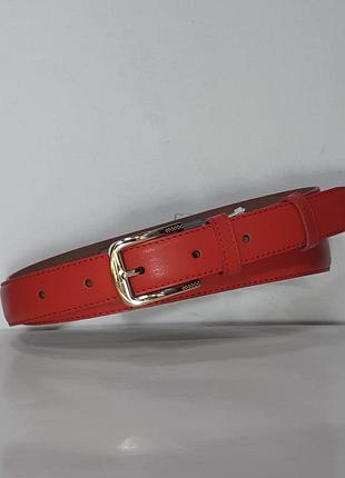 Ремінь 02.051.090 червоний вузький (2,5 х 110 см) з жовтою (золотистою) пряжкою