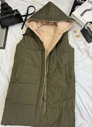 Тепла двостороння жилетка плащівка ❣️супер ціна та якість