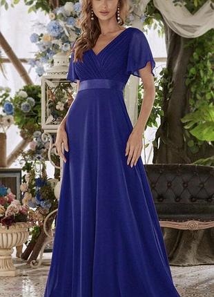 Ever pretty святкова нарядна довга вечірня сукня синя розмір 12