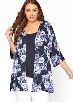 Черная женская легкая накидка кимоно цветочный принт от select