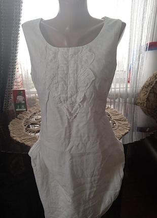 Сукня пряма льон, низ мережка