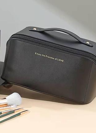 Бьютікейс дорожний органайзер для косметики косметичка чорна