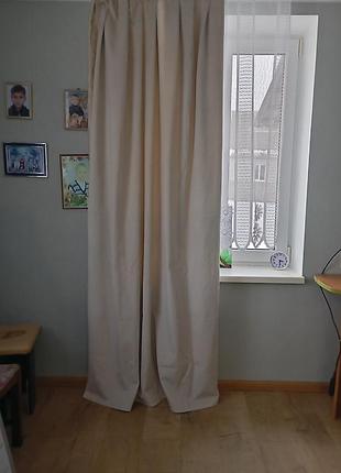 Штори портьєрні мікровельвет  молочного кольору