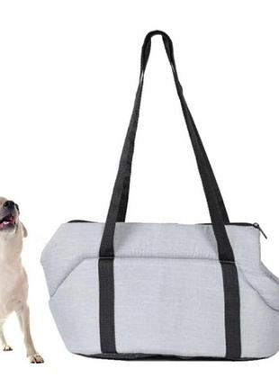 Сумка переноска м'яка для котів та собак до 5 кг сіро-блакитна