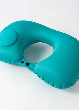 Надувна подушка-підголівник з вбудованим насосом бирюзова