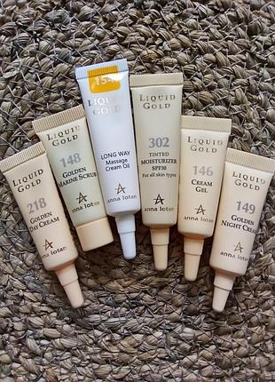💛професійний інтенсивний комплекс для зневодненої, в'янучої шкіри anna lotan liquid gold набір мініатюр ізраїльська косметика