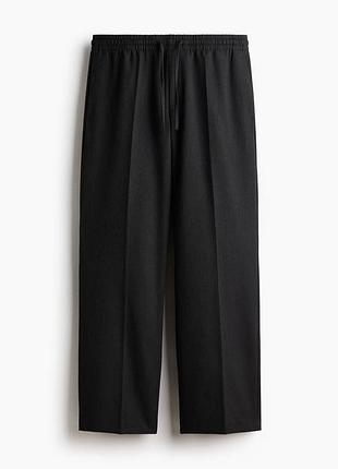 Темно-серые прямые брюки с кулиской relaxed fit от h&amp;m, из новых коллекций