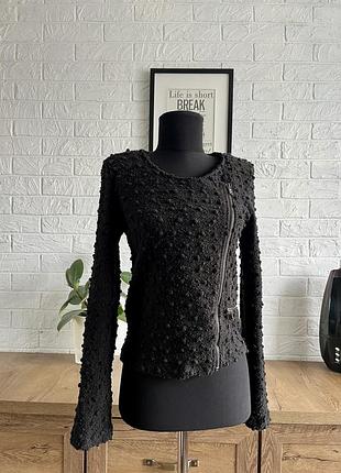 Кофта promod косуха блискавка трикотаж чорна, m,38