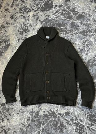 Чоловічий светр кардиган c.p. company vintage оригінал темно хакі колір сп компані стон айленд кофта зроблена в італії
