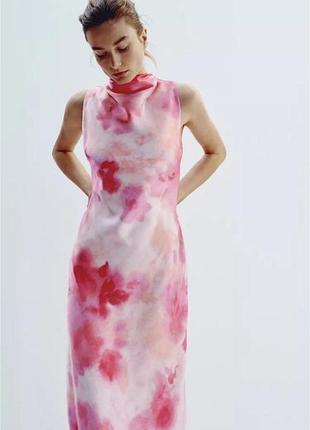 Довга сатинова сукня zara