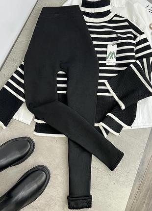 Лосини чорні утеплені на хутрі