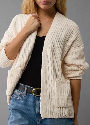 Вязаный женский кардиган american eagle с карманами, молочный, ромзвезд m