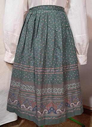 Вінтажна бавовняна смарагдова довга спідниця