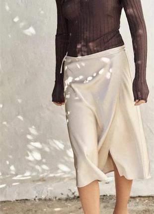 Атласна спідниця із запахом zara розмір хс,с та л