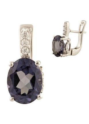 Серебряные серьги с натуральным аметистом (0866130)