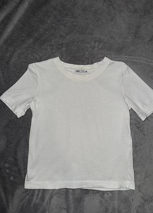 Белая хлопковая футболка zara