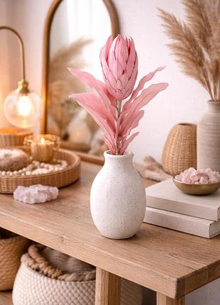 Декоративна квітка протея 70 см рожева штучна квітка преміум декор