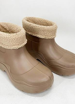 Резиновые ботинки женские 39р 24см коричневые