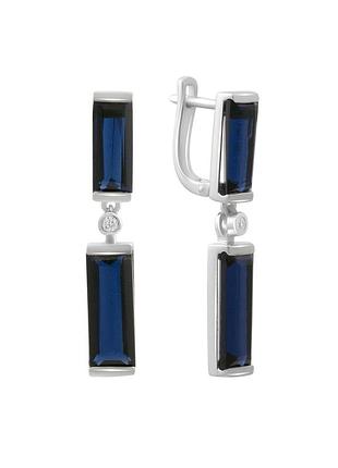 Серебряные серьги с сапфиром nano 9.702ct, фианитами (2195207)