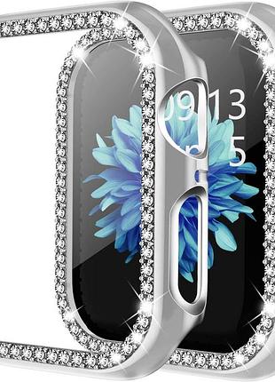 Чехол для apple watch 42мм series 11/10 с блестками, bumper-чехол для женщин, серебряный