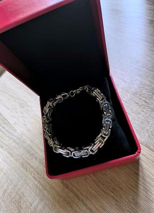 Мужской браслет steel rage Венецийская плетения позолота 21см