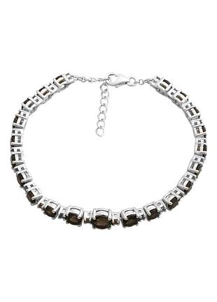 Серебряный браслет с натуральным раухтопазом (дымчатым кварцем) 6.763ct (17-20см размер) 2181828