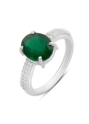 Срібне кільце з натуральним агатом (18 см розмір) 2173595