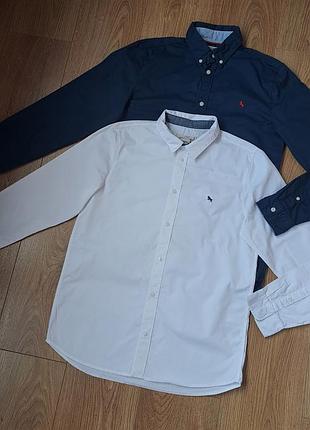 Набор/белая синяя рубашка с длинным рукавом для мальчика