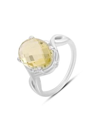 Серебряное кольцо с натуральным зеленим кварцем 4.895ct, фианитами (17.5см размер) 2162148